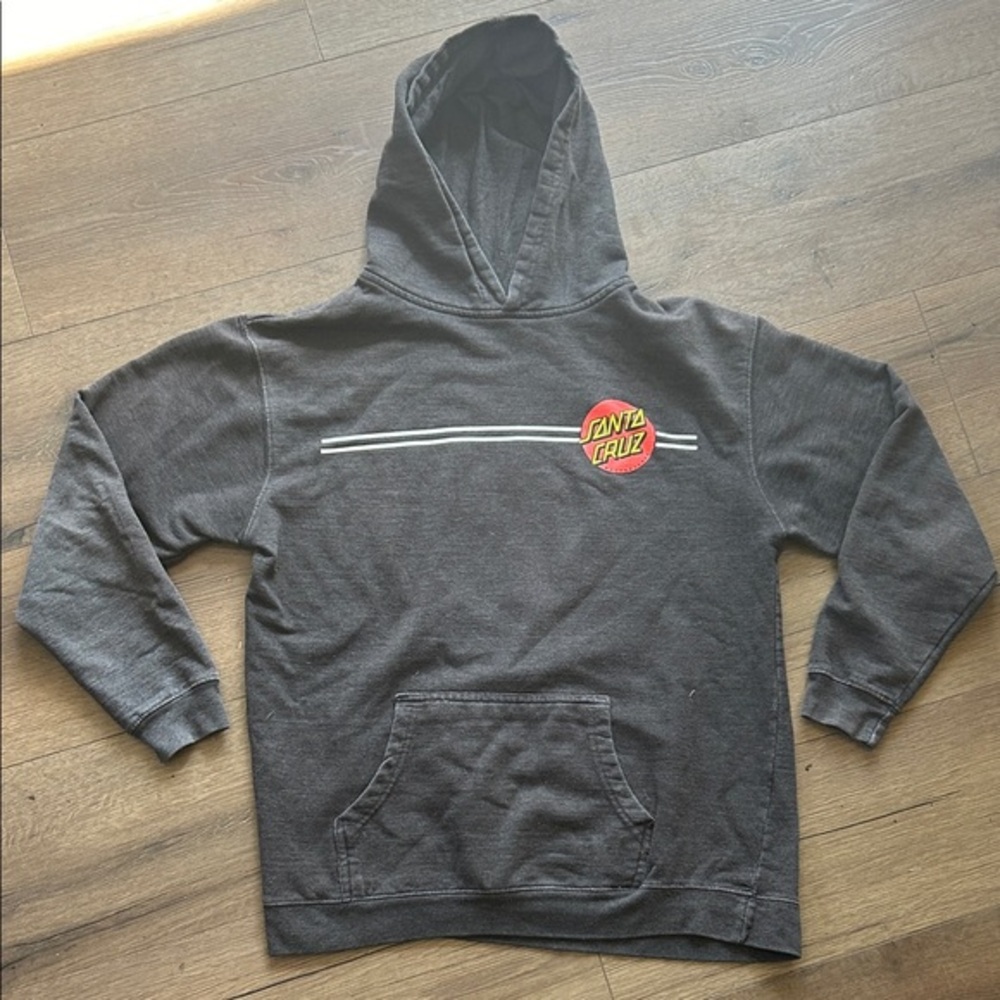 Santa Cruz Skateboards Black Pullover Hoodie with Logo Stripe !! XL